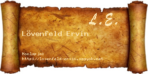Lövenfeld Ervin névjegykártya